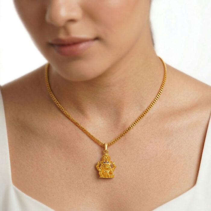 101-25A1560-b 22k gold pendant, 916 gold ganesha pendant, lord ganesha gold pendant, vinayagar pendant gold, gold god pendant, ganpati pendant design, traditional gold pendant, spiritual gold jewellery, pure gold pendant online, ovjjewels, tamil nadu gold pendant,