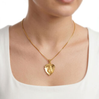 101-25B110-b 22k gold pendant, gold lakshmi pendant, lakshmi dollar pendant, leaf gold pendant, traditional gold pendant, temple jewellery pendant, south indian gold pendant, womens gold pendant, lightweight gold pendant, designer gold pendant, ovjjewels, 22k pendant design