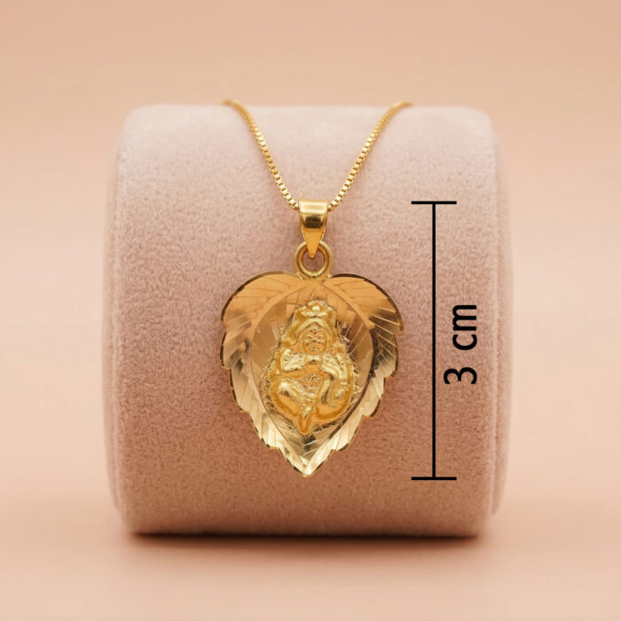 101-25B110-c 22k gold pendant, gold lakshmi pendant, lakshmi dollar pendant, leaf gold pendant, traditional gold pendant, temple jewellery pendant, south indian gold pendant, womens gold pendant, lightweight gold pendant, designer gold pendant, ovjjewels, 22k pendant design