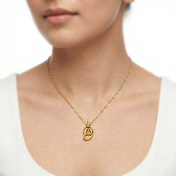 22k gold lakshmi pendant, mahalakshmi gold pendant, gold goddess pendant, traditional gold pendant, temple jewellery pendant, antique gold pendant, south indian gold pendant, lakshmi dollar pendant, women gold pendant, devotional gold pendant, gold jewellery online, 22 carat gold pendant, premium gold pendant, handcrafted gold pendant, ovjjewels