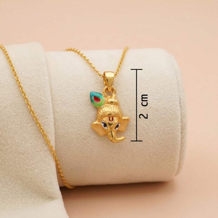 101-26H685-c 22k gold ganesha pendant, gold vinayagar pendant, cute ganpati pendant, peacock feather gold pendant, lightweight gold pendant, traditional gold jewelry, daily wear gold pendant, gold pendant for women, kids gold pendant, stylish ganesha pendant, antique gold pendant, south indian gold pendant,