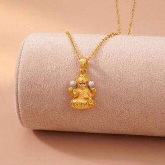22k gold lakshmi pendant, gold lakshmi pendant design, mahalakshmi gold pendant, traditional gold pendant, temple jewellery pendant, south indian gold pendant, gold dollar design, lakshmi dollar chain, ladies gold pendant, cute gold pendant, daily wear gold pendant,
