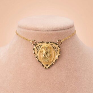 22k gold pendant, heart shape gold pendant, devotional gold pendant, religious gold pendant, temple jewellery pendant, gold pendant for women, ladies gold pendant design, traditional gold pendant, designer gold pendant, premium gold pendant, handcrafted