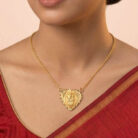 22k gold pendant, heart shape gold pendant, devotional gold pendant, religious gold pendant, temple jewellery pendant, gold pendant for women, ladies gold pendant design, traditional gold pendant, designer gold pendant, premium gold pendant, handcrafted