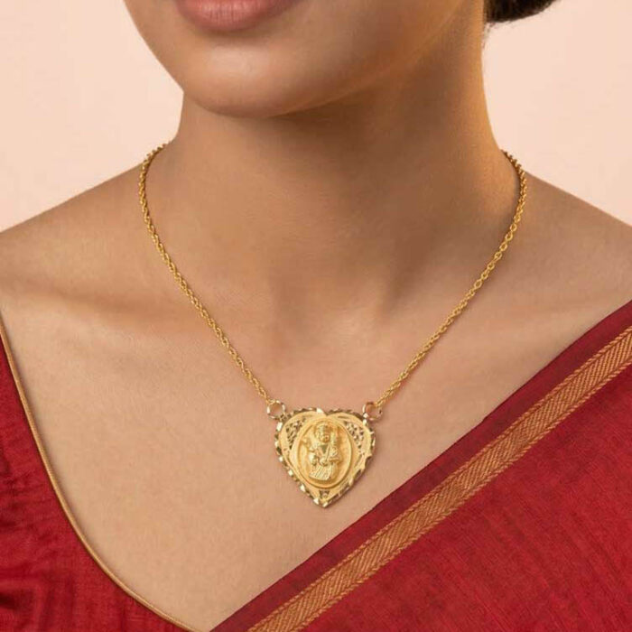 101-26I1904-b 22k gold pendant, heart shape gold pendant, devotional gold pendant, religious gold pendant, temple jewellery pendant, gold pendant for women, ladies gold pendant design, traditional gold pendant, designer gold pendant, premium gold pendant, handcrafted