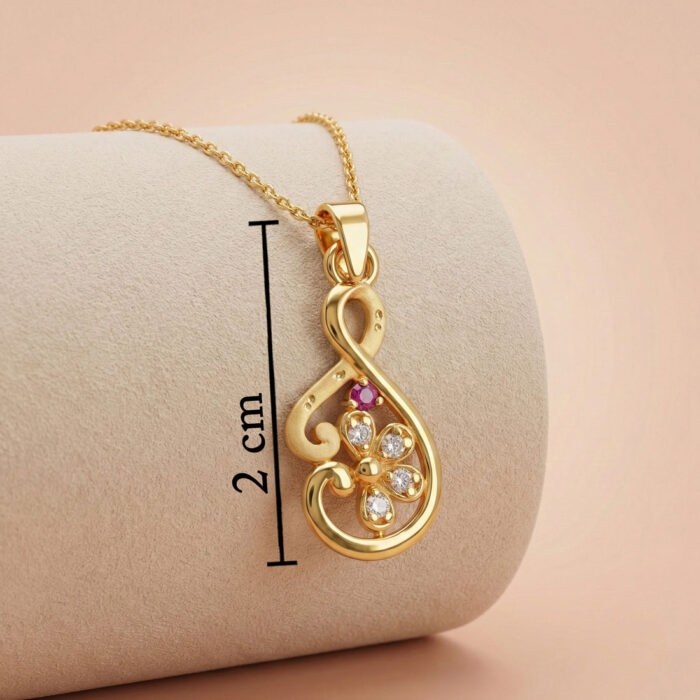 101-26J60-C 22k gold pendant, gold pendant for women, designer gold pendant, floral gold pendant, ladies gold pendant, lightweight gold pendant, trendy gold pendant, fancy gold pendant, stone gold pendant, ruby stone pendant, modern gold jewellery, gold pendant online, women's pendant design, elegant gold pendant, stylish gold pendant, ovj jewels pendant