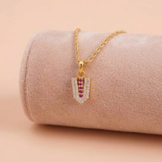 22k gold pendant, 916 gold pendant, ruby stone pendant, cz stone pendant, ladies gold pendant, trendy gold pendant, lightweight pendant, daily wear gold pendant, women pendant design, modern gold pendant, stylish gold pendant, fancy gold pendant, gold jewellery online, ovjjewels