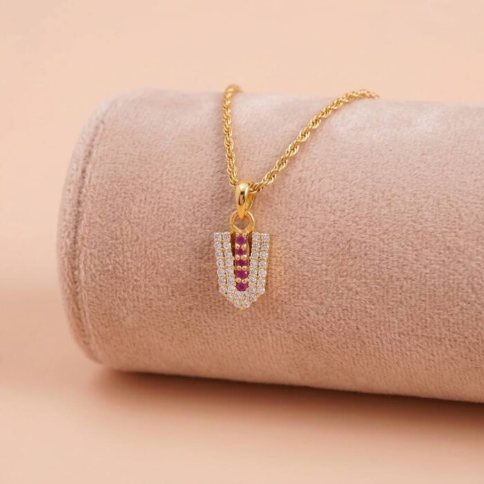 101-26M2143 22k gold pendant, 916 gold pendant, ruby stone pendant, cz stone pendant, ladies gold pendant, trendy gold pendant, lightweight pendant, daily wear gold pendant, women pendant design, modern gold pendant, stylish gold pendant, fancy gold pendant, gold jewellery online, ovjjewels