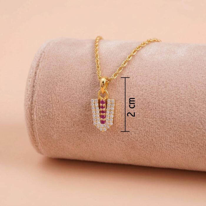 101-26M2143-c 22k gold pendant, 916 gold pendant, ruby stone pendant, cz stone pendant, ladies gold pendant, trendy gold pendant, lightweight pendant, daily wear gold pendant, women pendant design, modern gold pendant, stylish gold pendant, fancy gold pendant, gold jewellery online, ovjjewels