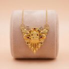 22k gold Lakshmi pendant, gold temple pendant, Lakshmi pendant design, traditional gold pendant, ruby stone pendant, South Indian jewelry, temple jewelry pendant, antique gold pendant, bridal gold pendant, goddess Lakshmi jewelry, women's gold pendant, pure gold pendant, festive jewelry, wedding gold pendant, designer gold pendant