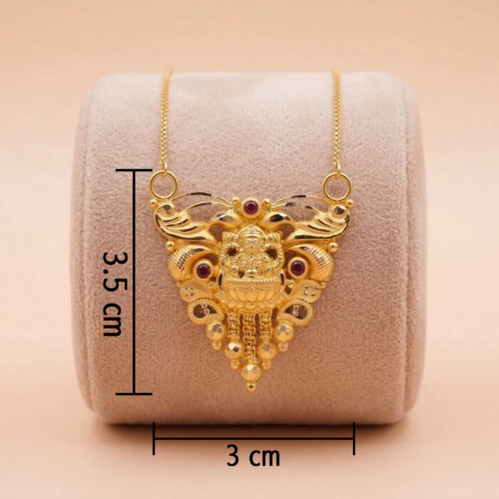 101-26N2435-c 22k gold Lakshmi pendant, gold temple pendant, Lakshmi pendant design, traditional gold pendant, ruby stone pendant, South Indian jewelry, temple jewelry pendant, antique gold pendant, bridal gold pendant, goddess Lakshmi jewelry, women's gold pendant, pure gold pendant, festive jewelry, wedding gold pendant, designer gold pendant