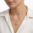 22k gold pendant, floral gold pendant, pink stone pendant, ladies gold pendant, trendy gold pendant, flower pendant design, cz gold pendant, lightweight gold pendant, stylish pendant for women, diamond finish pendant, elegant gold jewellery,