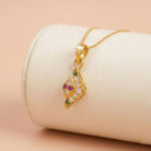 22k gold pendant, gold pendant design, ladies gold pendant, stone pendant gold, designer gold pendant, multicolor stone pendant, lightweight gold pendant, daily wear pendant, fancy gold pendant, gemstone pendant, cz stone pendant, women's gold pendant, gold jewellery india, traditional gold pendant, stylish pendant design, gold pendant online,