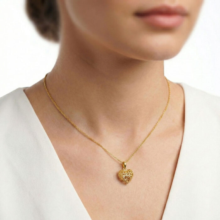 101-25A2720-B 22k gold heart pendant, heart gold pendant, gold pendant for women, heart shape pendant, lightweight gold pendant, designer gold pendant, yellow gold heart pendant, ladies gold pendant, gold jewelry online, elegant heart pendant,