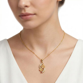 101-25D2282-B 22k gold pendant, gold flower pendant, floral gold pendant, ladies gold pendant, gold pendant design, designer gold pendant, stone gold pendant, flower pendant for women, elegant gold jewellery, gold pendant online, l