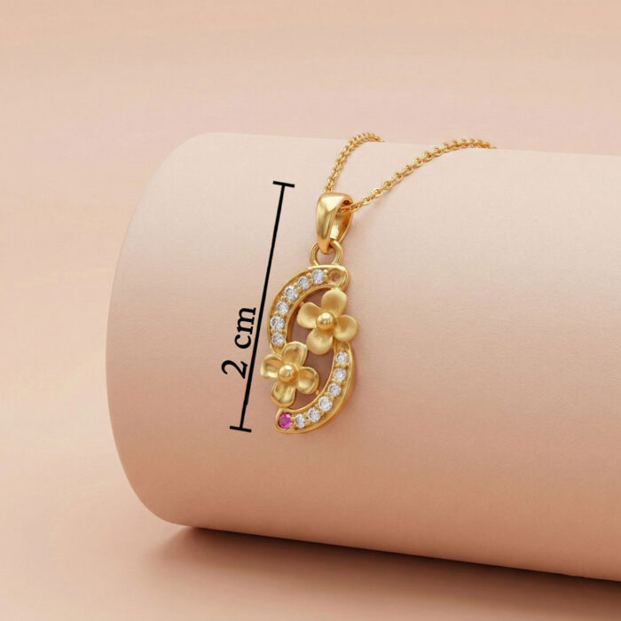 101-25D2282-C 22k gold pendant, gold flower pendant, floral gold pendant, ladies gold pendant, gold pendant design, designer gold pendant, stone gold pendant, flower pendant for women, elegant gold jewellery, gold pendant online, l