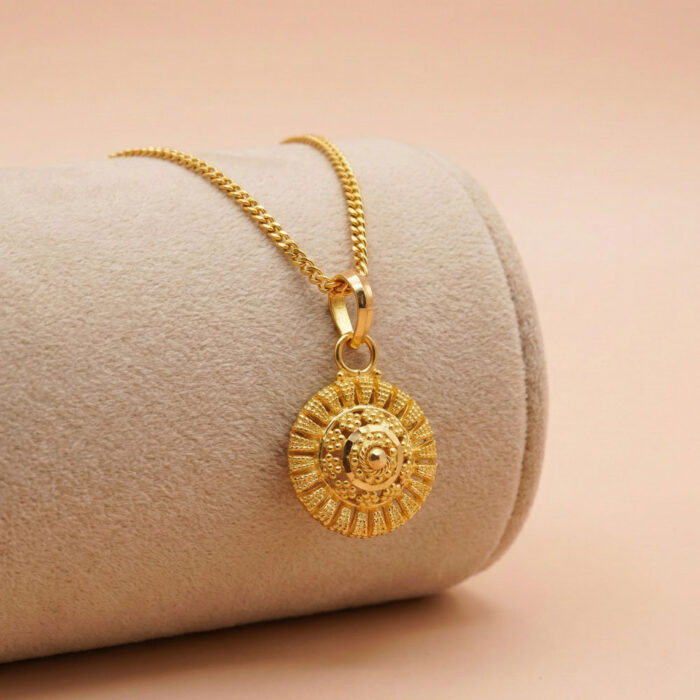 101-26F2906 22k gold pendant, 916 gold pendant, round gold pendant, traditional gold pendant, designer gold pendant, gold pendant for women, lightweight gold pendant, fancy gold pendant, south indian gold pendant, handmade gold pendant, gold jewellery online, gold charm pendant, premium gold pendant, daily wear gold pendant, festive gold pendant