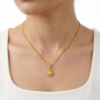 101-26F2906-B 22k gold pendant, 916 gold pendant, round gold pendant, traditional gold pendant, designer gold pendant, gold pendant for women, lightweight gold pendant, fancy gold pendant, south indian gold pendant, handmade gold pendant, gold jewellery online, gold charm pendant, premium gold pendant, daily wear gold pendant, festive gold pendant
