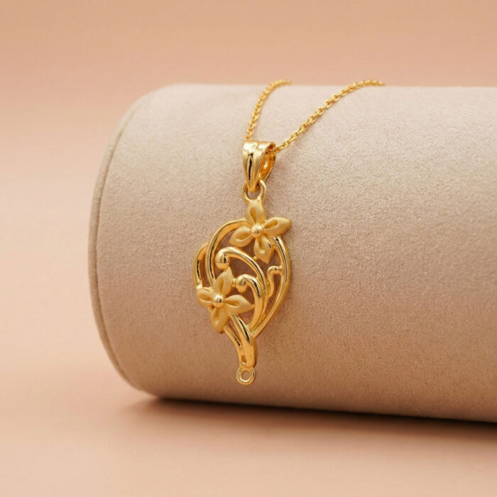 22k gold pendant, floral gold pendant, flower pendant gold, heart shape gold pendant, ladies gold pendant, designer gold pendant, lightweight gold pendant, women gold jewellery, elegant gold pendant, gold flower pendant design,