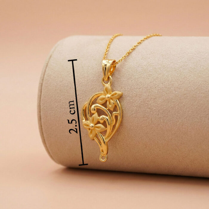 22k gold pendant, floral gold pendant, flower pendant gold, heart shape gold pendant, ladies gold pendant, designer gold pendant, lightweight gold pendant, women gold jewellery, elegant gold pendant, gold flower pendant design,