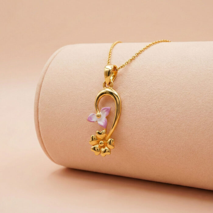 22k gold pendant, butterfly gold pendant, flower gold pendant, floral pendant design, ladies gold pendant, gold butterfly necklace, lightweight gold pendant, designer gold pendant, trendy gold jewelry, nature inspired pendant, gold pendant for women, cute butterfly pendant, elegant gold pendant, daily wear gold jewelry, hallmarked gold pendant, premium gold pendant,