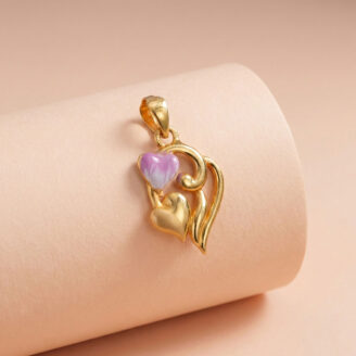 22k gold heart pendant, gold love pendant, double heart pendant, ladies gold pendant, women gold pendant, heart shape gold pendant, stylish gold pendant, lightweight gold pendant, pink enamel gold pendant, trendy gold jewelry, gold pendant for girls, romantic gold pendant, daily wear gold pendant, designer gold pendant, hallmark gold pendant, cute gold pendant,