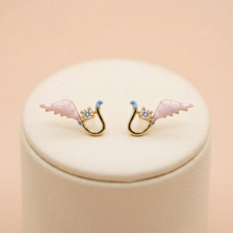 Cute Angel Wing 22K Gold Stud Earrings for Girls