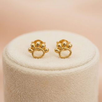 22K Gold Paw Print Kids Stud Earrings
