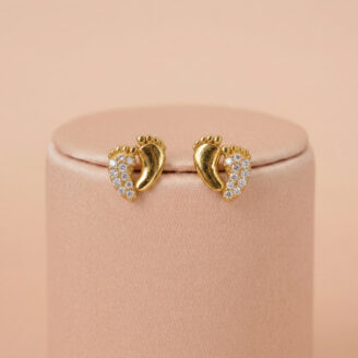 22K Gold Kids Foot Earrings with Stone Work