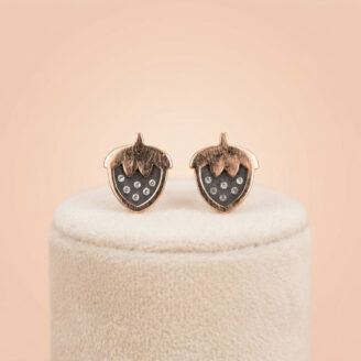 22K Gold Strawberry Stud Earrings for Kids